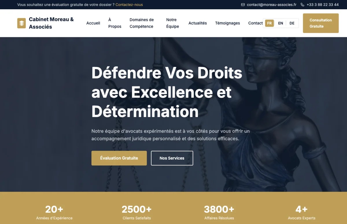 Site internet avocat Strasbourg, France - Cabinet Moreau & Associes