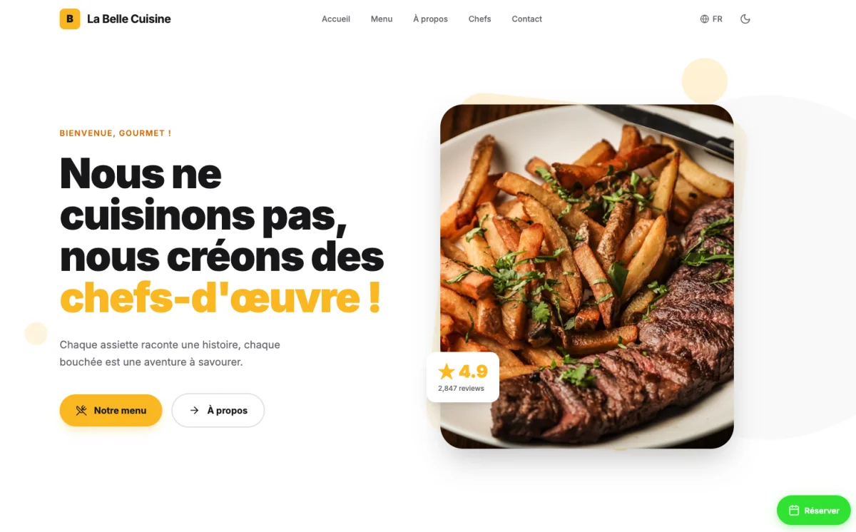 Website Restaurant France - La Belle Cuisine