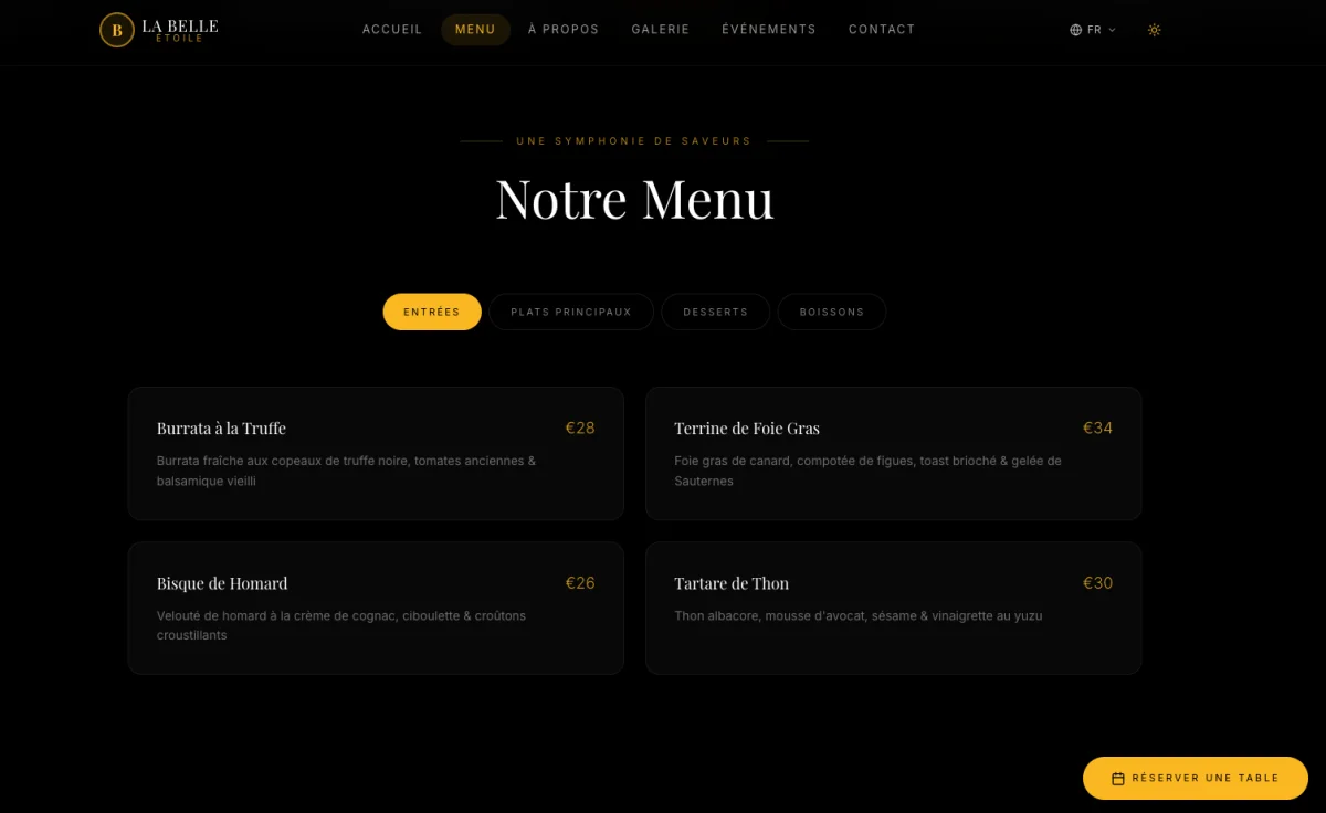 Website Fine Dining France - La Belle Étoile