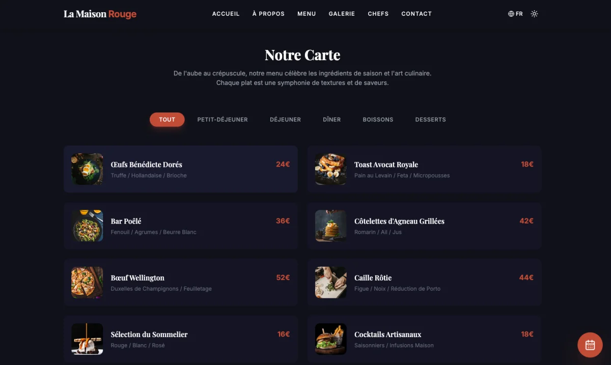 Website Restaurant France - La Maison Rouge