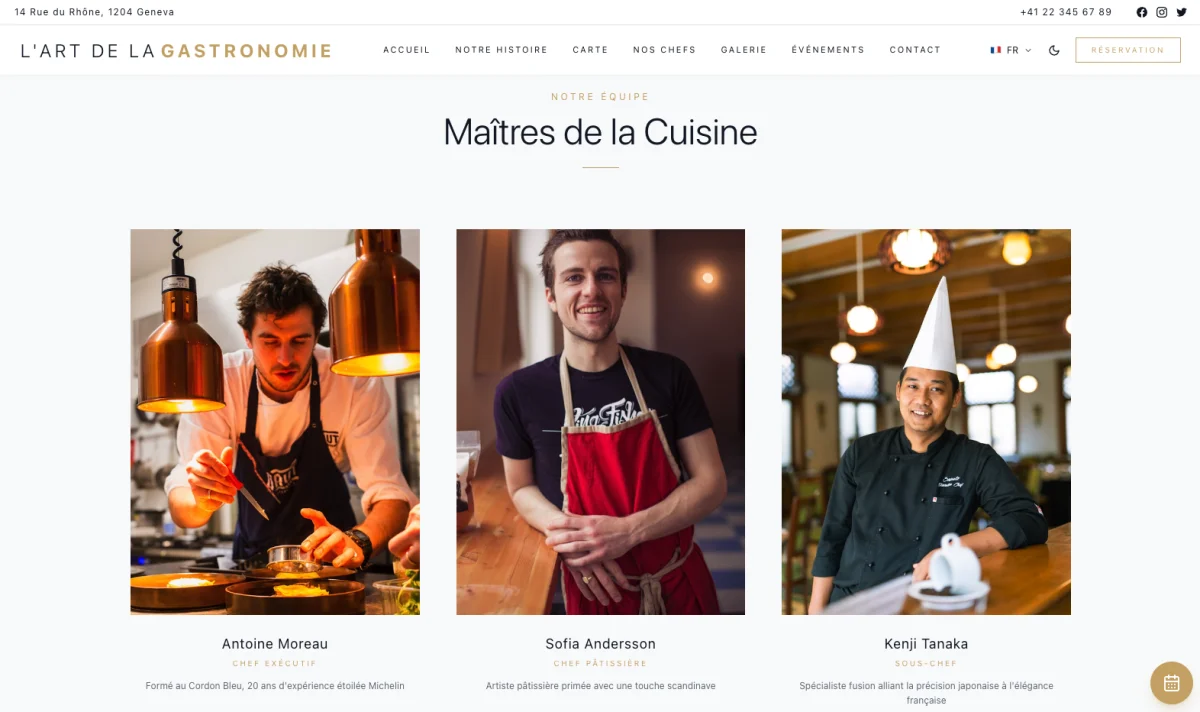 Website Fine Dining Geneva Geneva - L'Art de la Gastronomie
